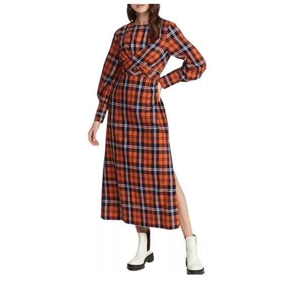 STAUD open back midi gingham Crosshill Dress size size small - Picture 1 of 12